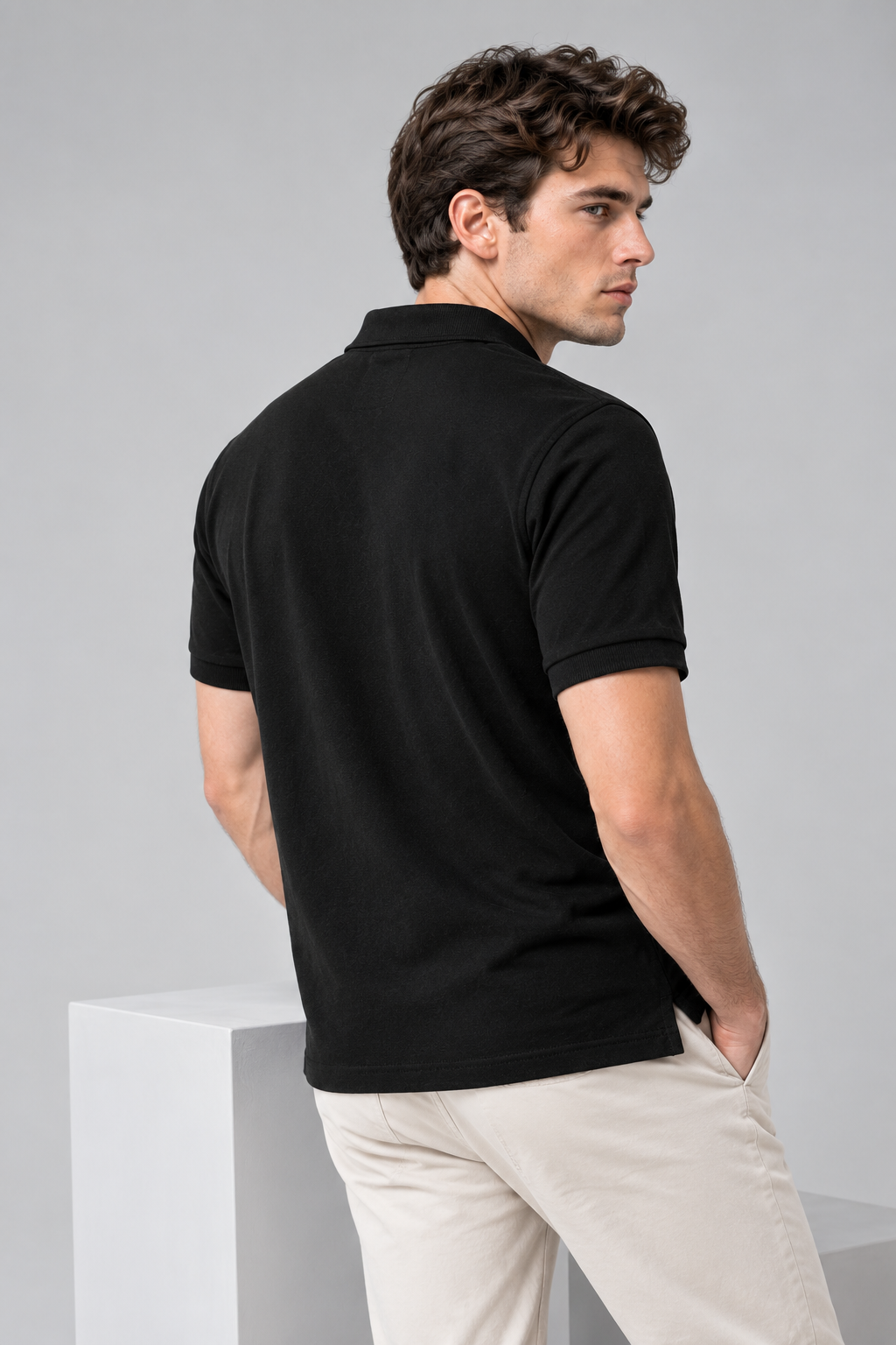 Essential THE STYLOX Logo Polo – Black