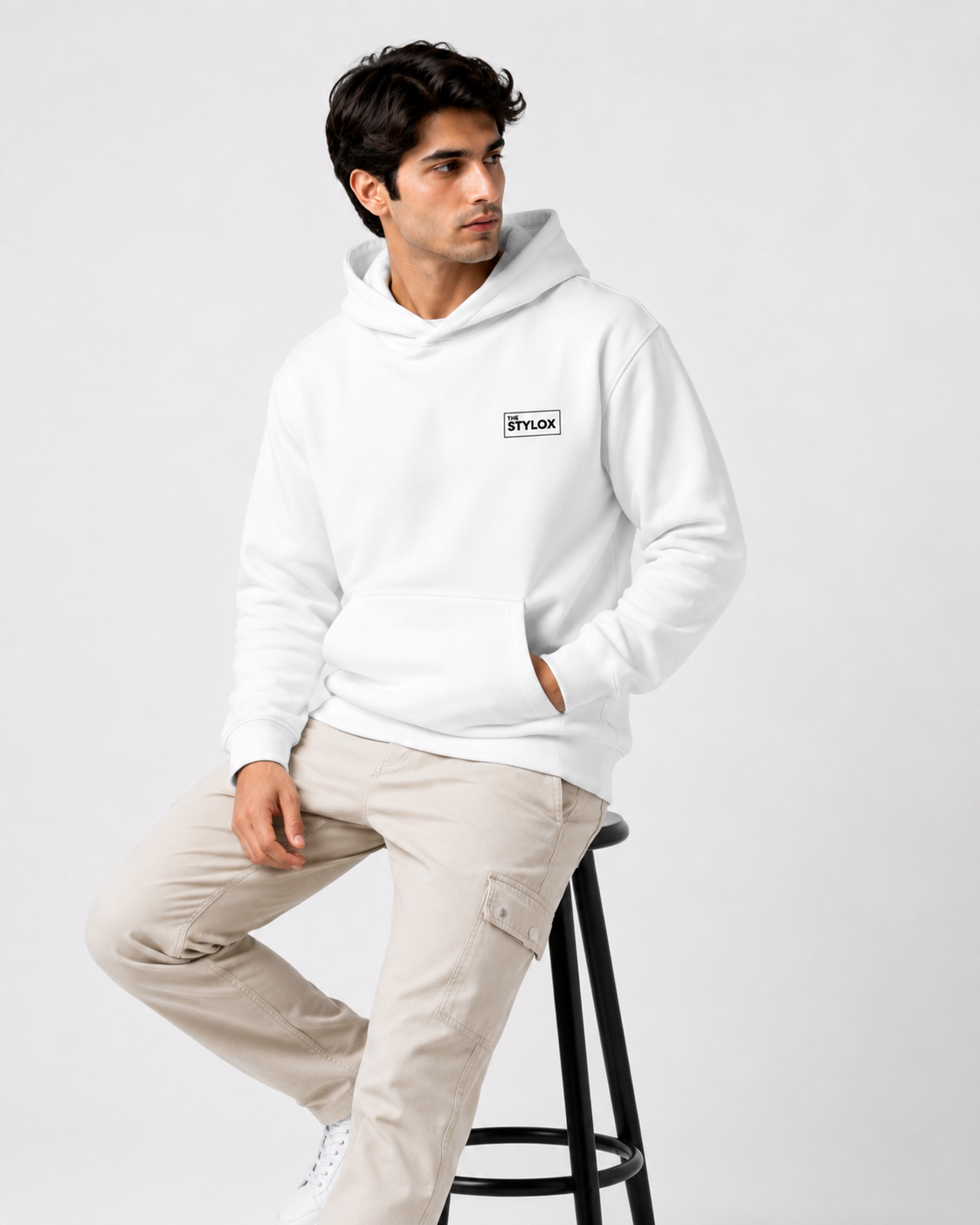 THE STYLOX Core Logo Hoodie – White