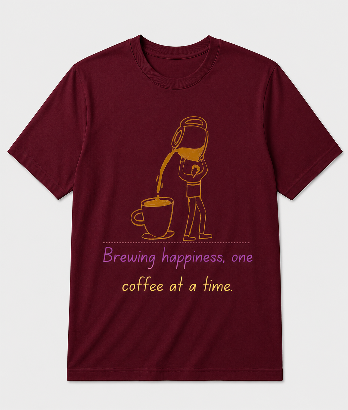 Brewing Happiness Coffee Graphic T-Shirt – White