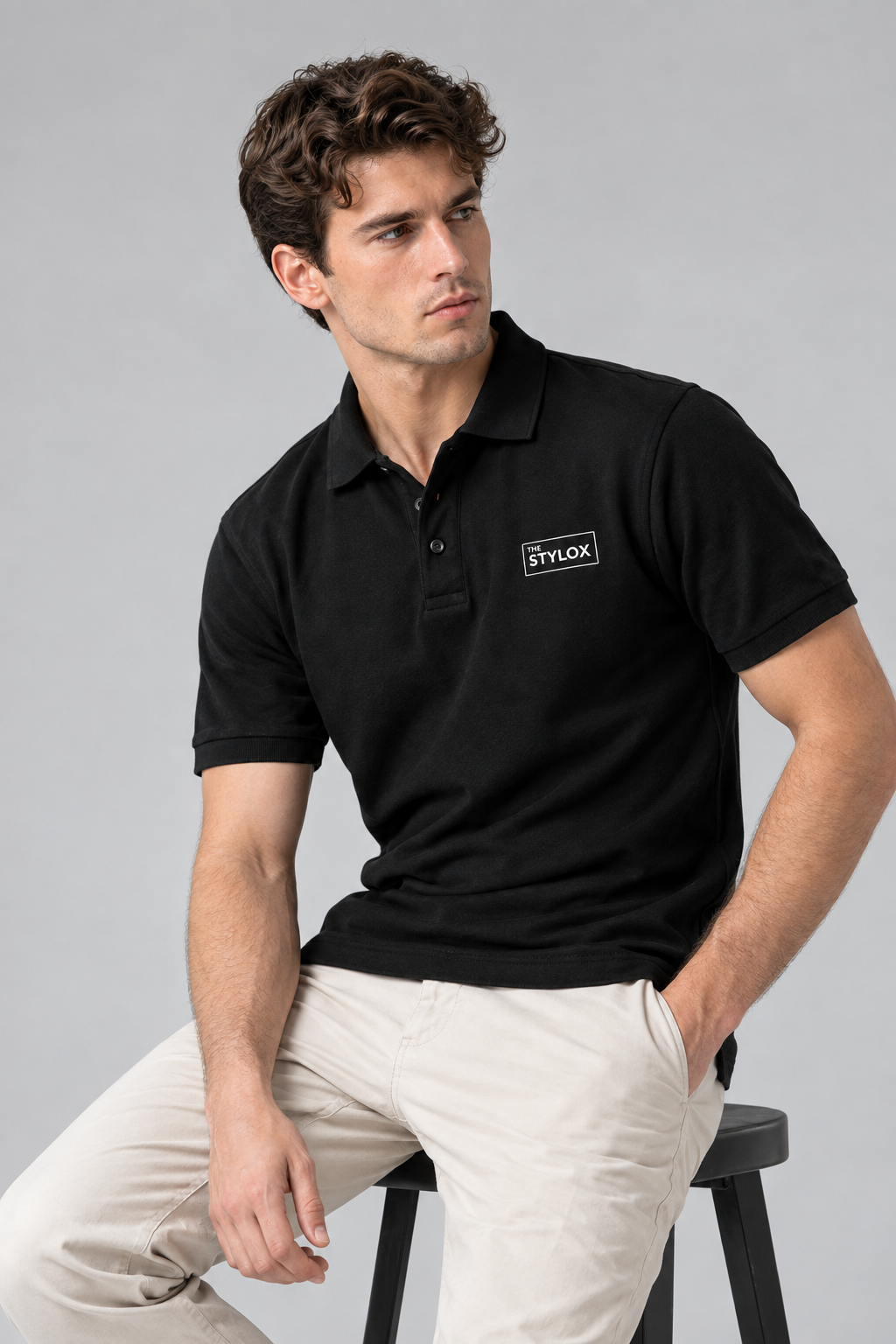 Essential THE STYLOX Logo Polo – Black