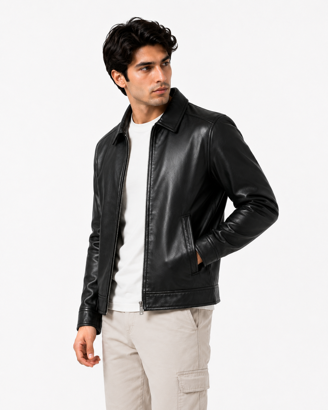 THE STYLOX Noir Edge Leather Jacket