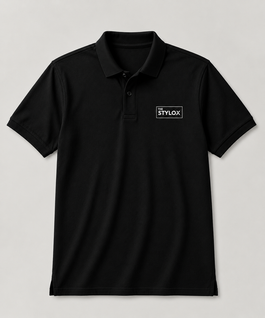 Essential THE STYLOX Logo Polo – Black