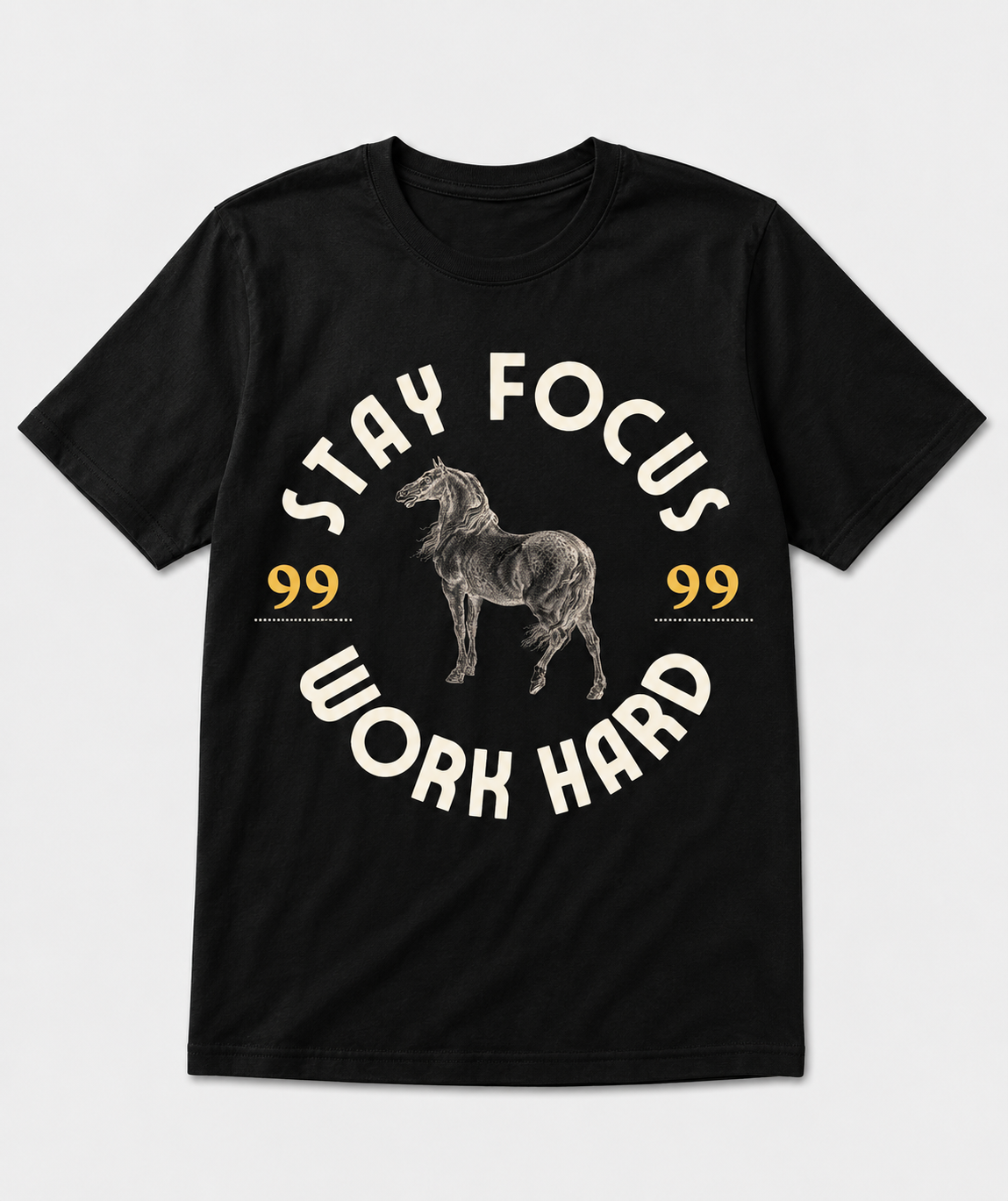 Stay Focus Work Hard Graphic T-Shirt – Black