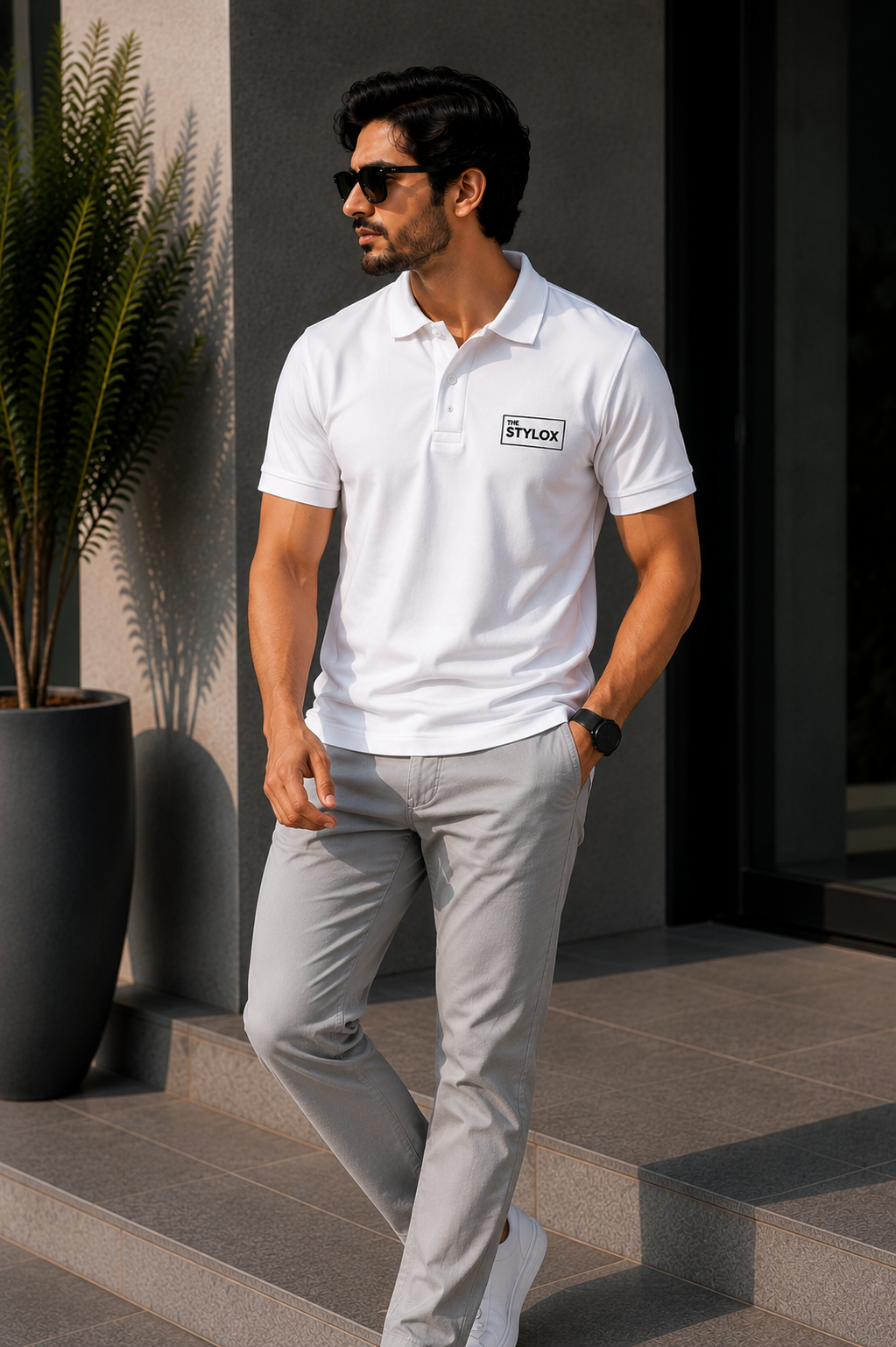 THE STYLOX Essential Logo Polo – White