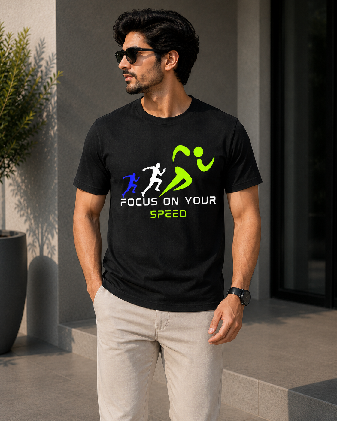 Focus on Your Speed Graphic T-Shirt – Black