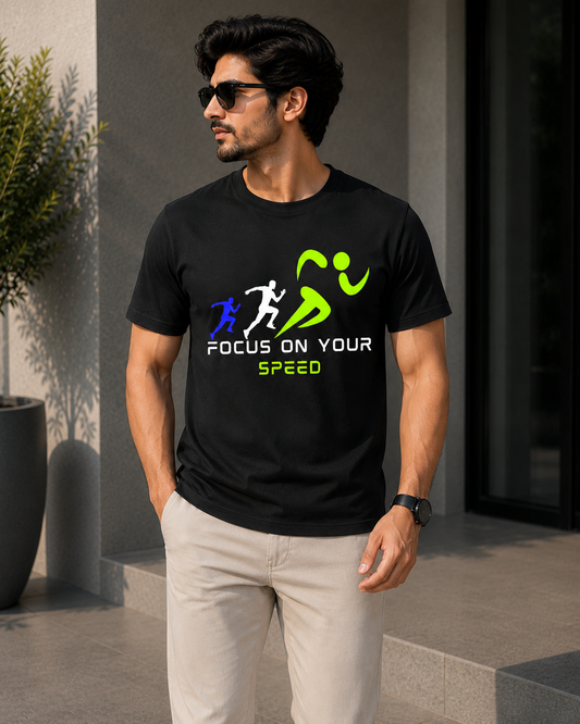 Focus on Your Speed Graphic T-Shirt – Black