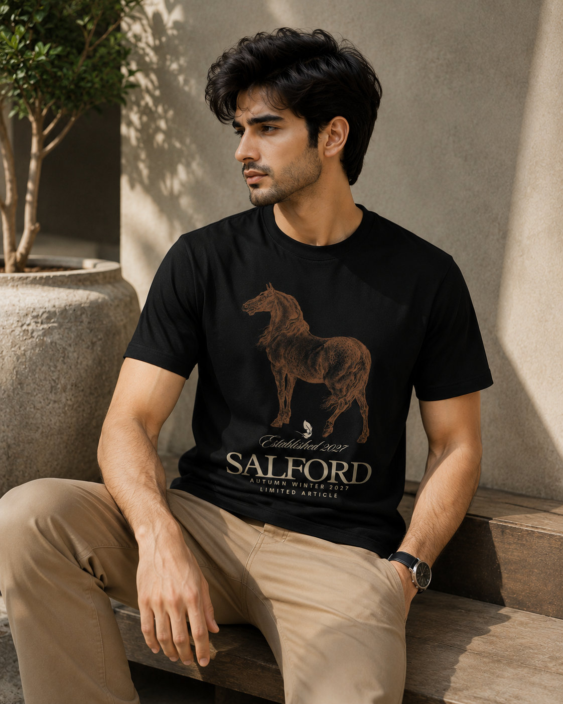 Salford Horse Graphic T-Shirt – Black