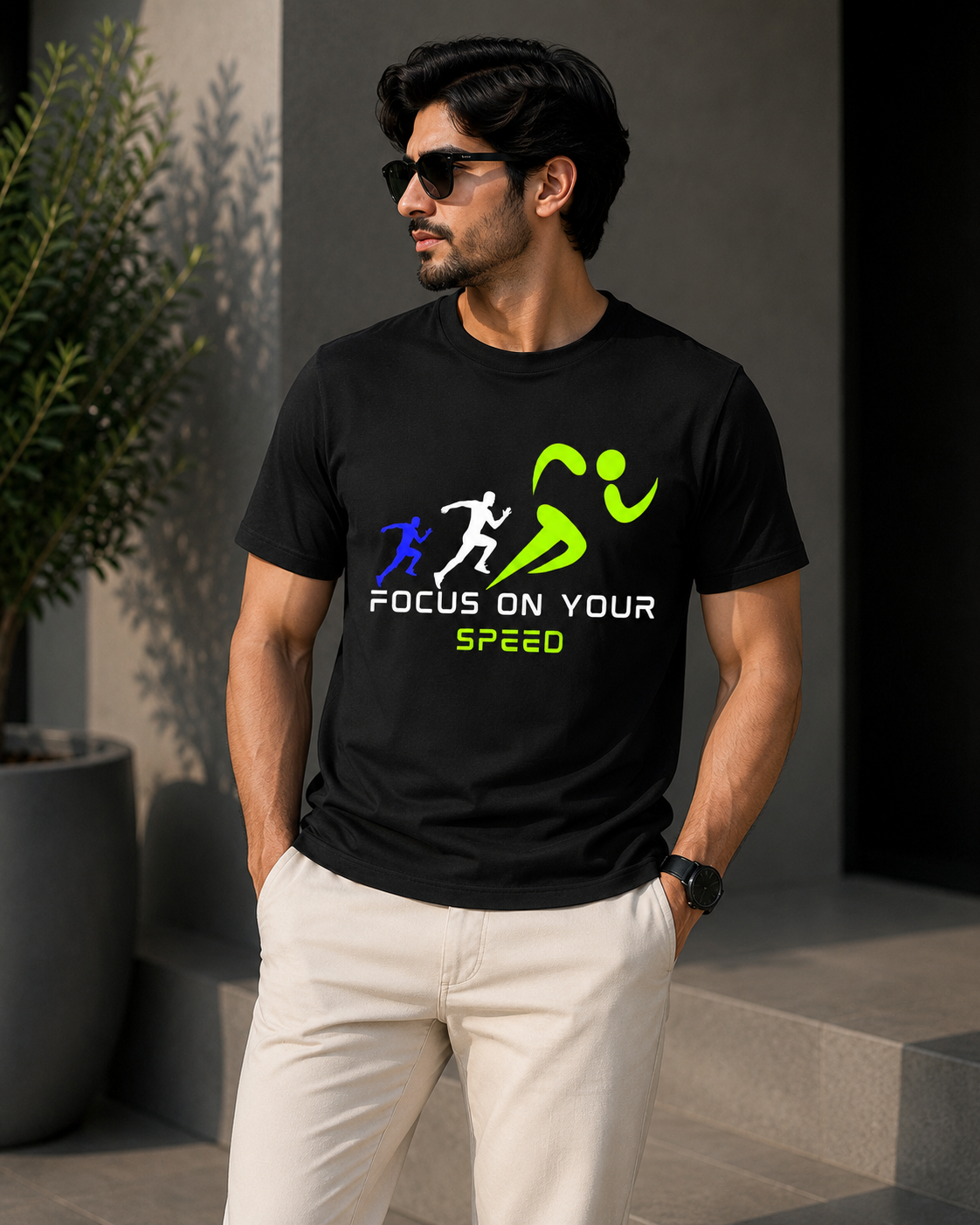 Focus on Your Speed Graphic T-Shirt – Black