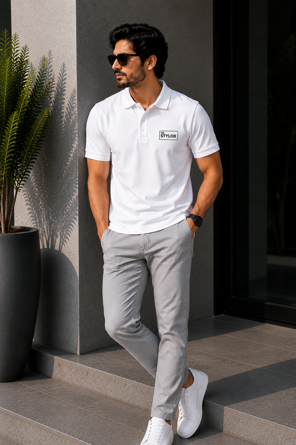 THE STYLOX Essential Logo Polo – White