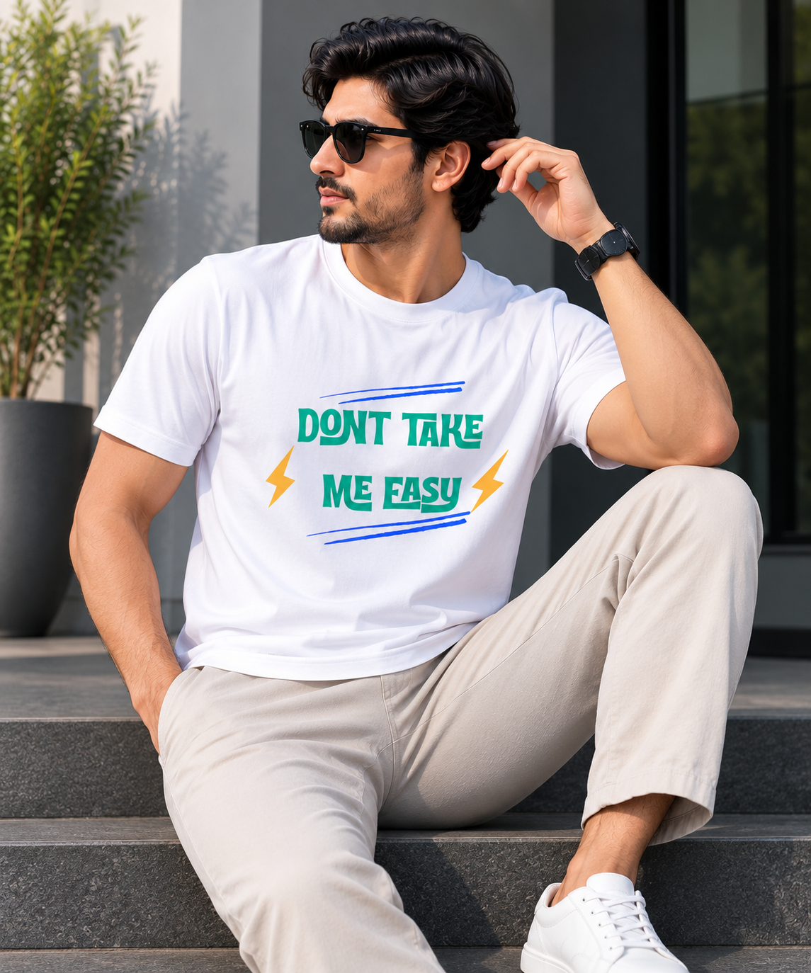 Don’t Take Me Easy Graphic T-Shirt – White