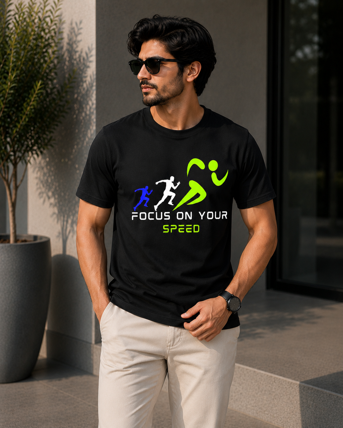 Focus on Your Speed Graphic T-Shirt – Black