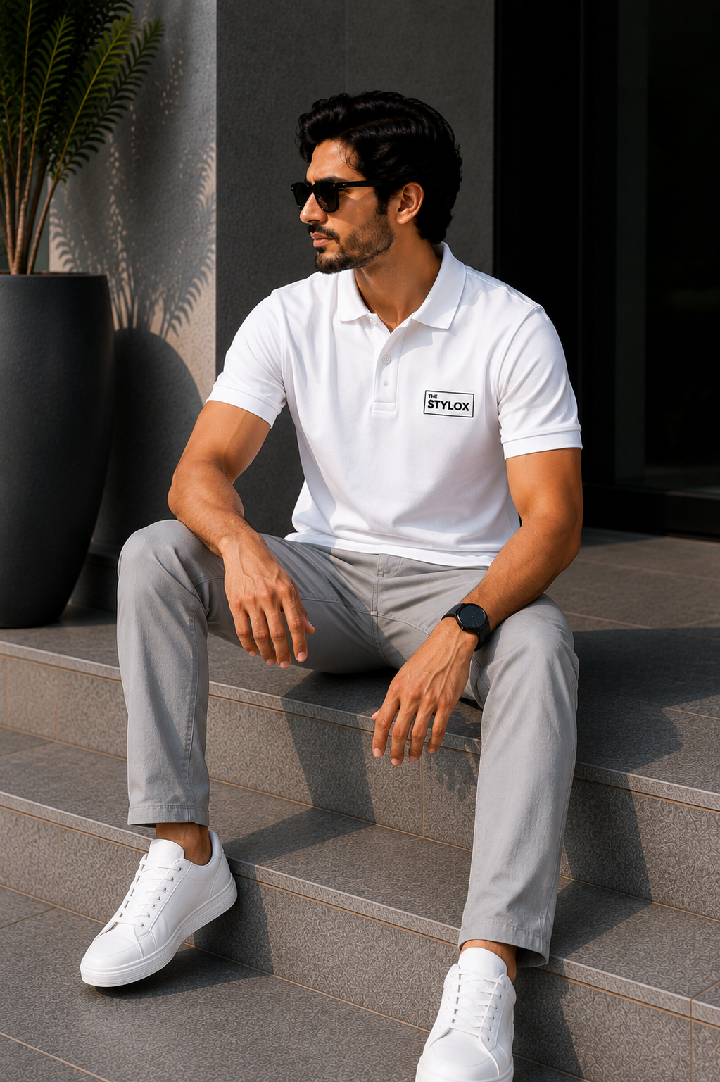 THE STYLOX Essential Logo Polo – White