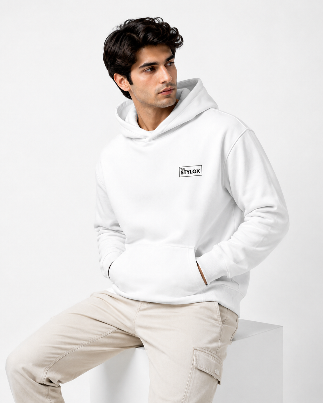 THE STYLOX Core Logo Hoodie – White