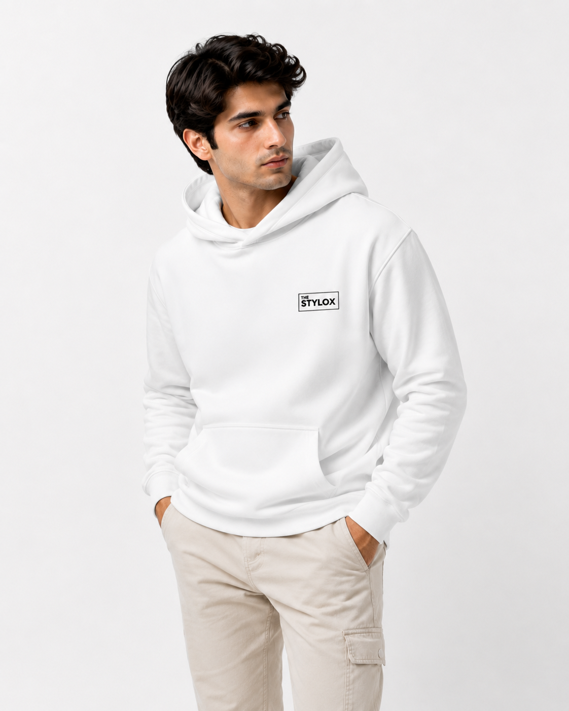 THE STYLOX Core Logo Hoodie – White