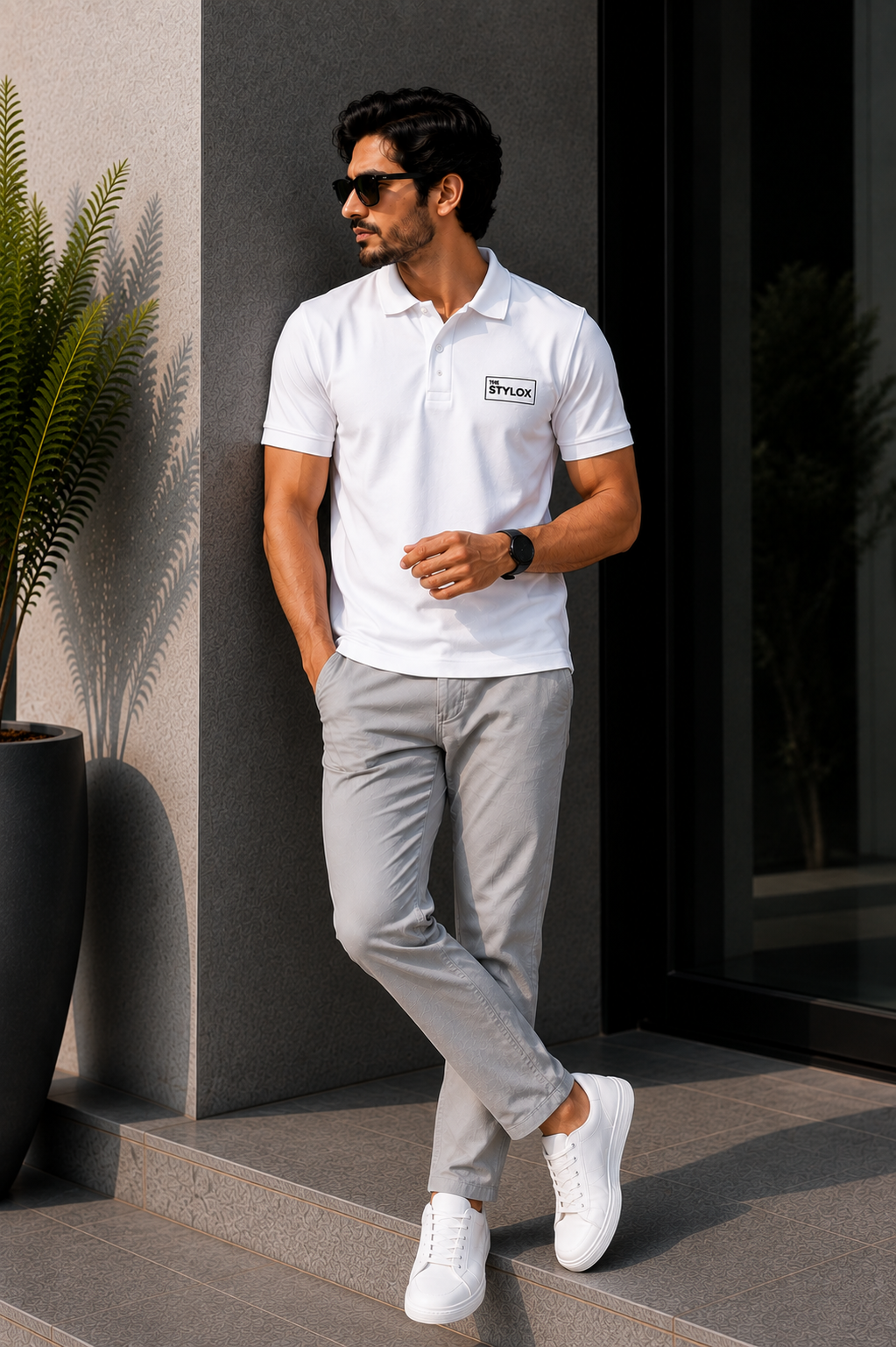 THE STYLOX Essential Logo Polo – White