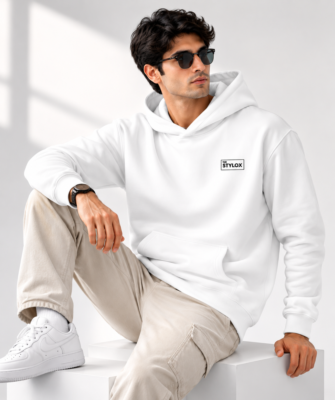 THE STYLOX Core Logo Hoodie – White