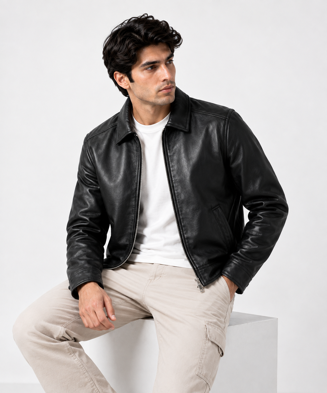 THE STYLOX Noir Edge Leather Jacket