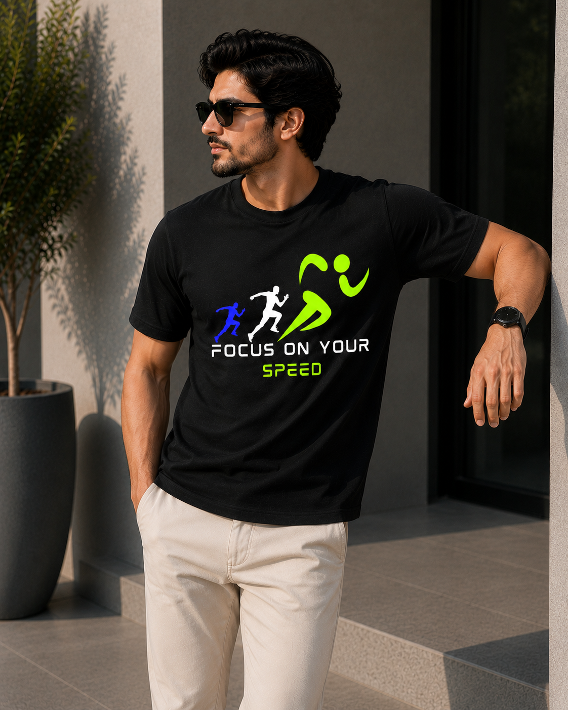 Focus on Your Speed Graphic T-Shirt – Black