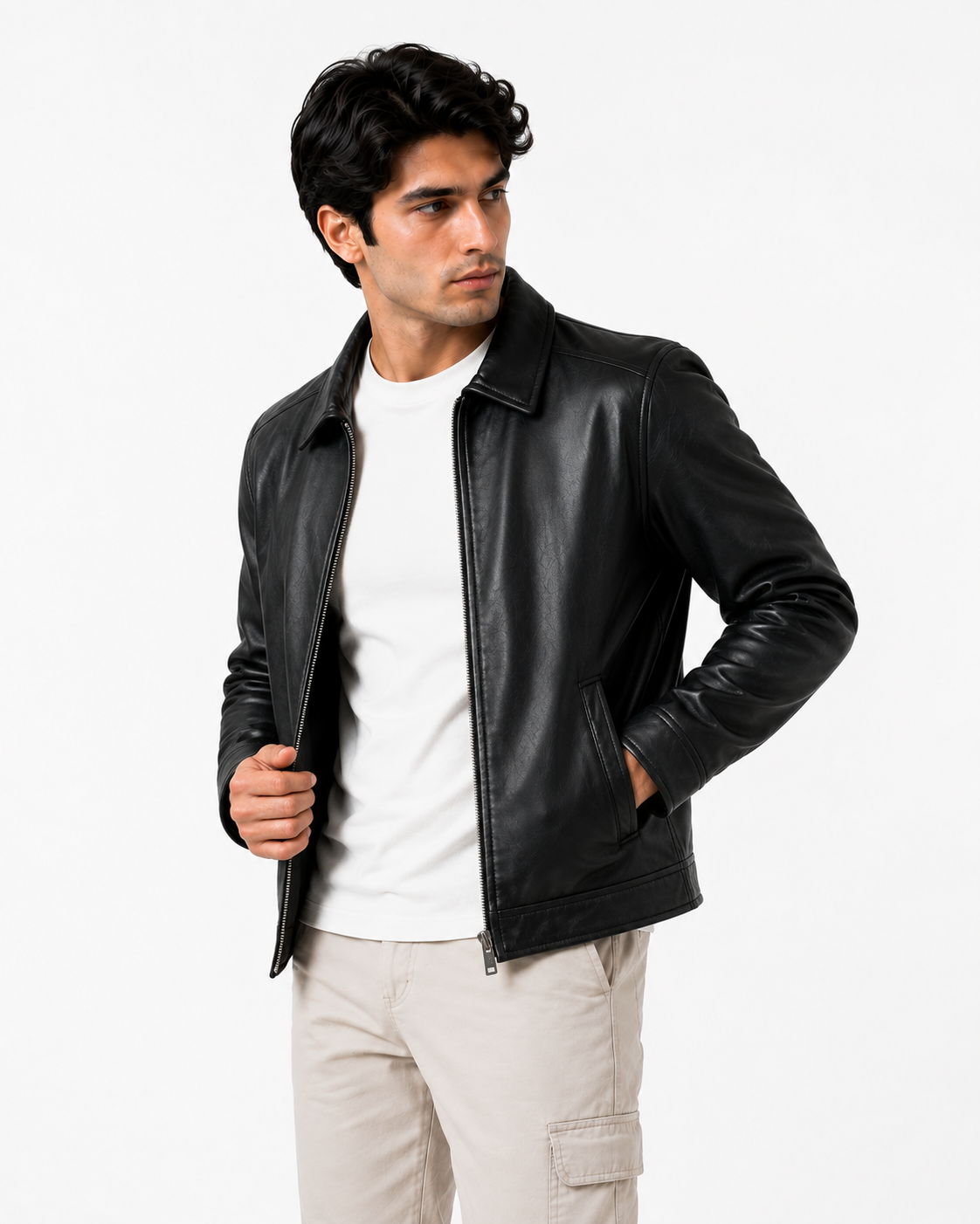 THE STYLOX Noir Edge Leather Jacket