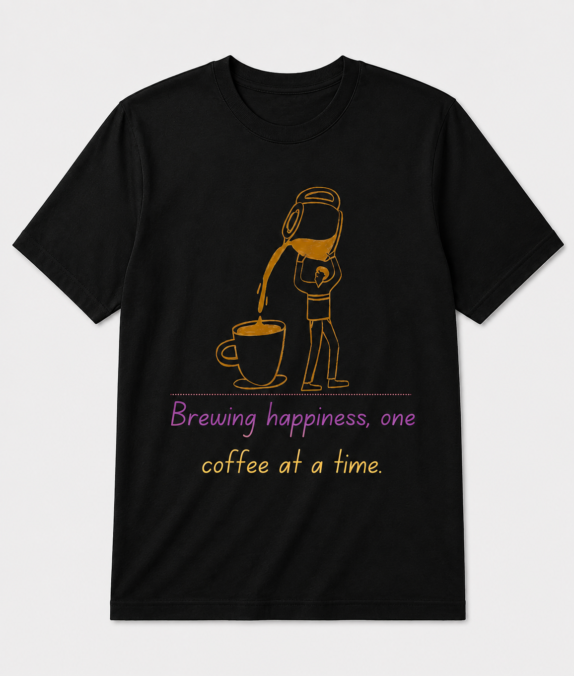 Brewing Happiness Coffee Graphic T-Shirt – White