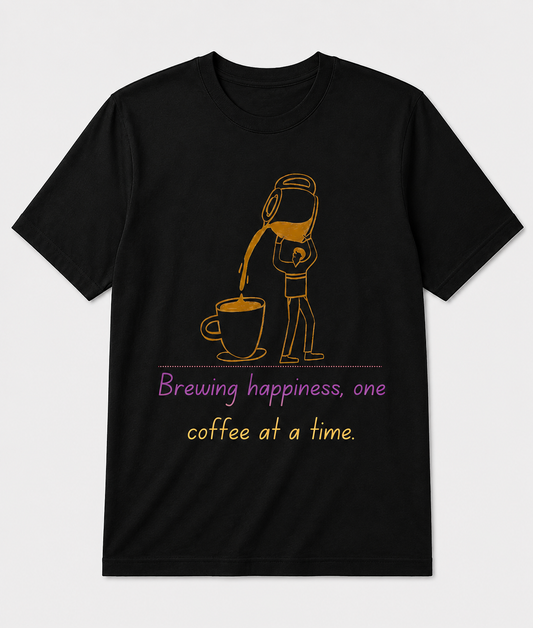 Brewing Happiness Coffee Graphic T-Shirt – White