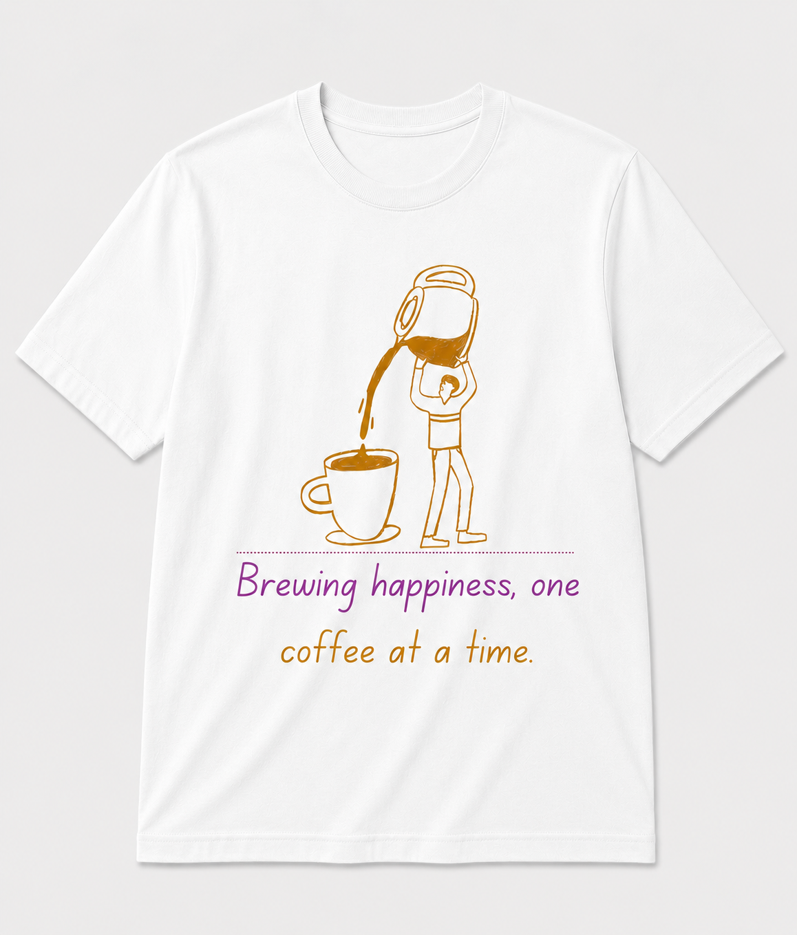 Brewing Happiness Coffee Graphic T-Shirt – White